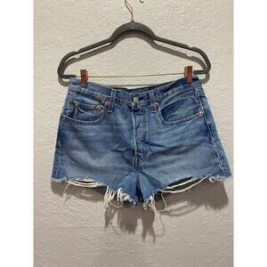 Levi's Cut off Distressed Blue Jean Shorts high waisted  Sz 30 Boho  Festival